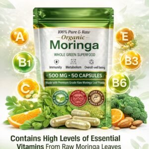 100% Pure & Raw Moringa - 50 Capsules - Organic Green Superfood
